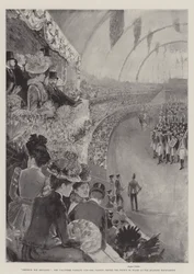 Defence, not Defiance, the Volunteer Pageant passing before the Prince of Wales at the Military Tournament